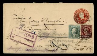 Dr Who 1923 Indianapolis In Registered Uprated Stationery To Germany E39930