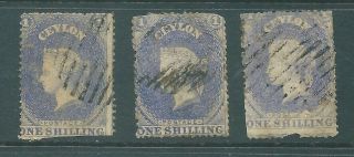 Ceylon Early Queen Victoria Lilac Shillings For Study And Identification