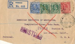 Gold Coast 1913,  Registered - Front Only - Cover To Los Angeles.  B873