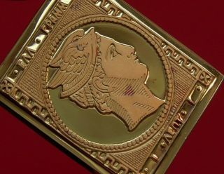 Modern Gold plated 8.  4g Silver Stamp Ingot Greece Greek Hermes Head 1 Lepton 4