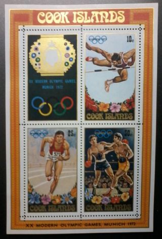 Decimal,  Cook Islands,  Pacific,  1972 Munich Olympic Games,  Sgms405,  Cv$3,  Muh,  1144