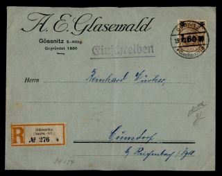 Dr Who 1921 Germany Ovpt Gossnitz Registered To Cunsdorf E48066