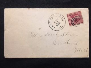 1890 Gettysburgh,  Ohio Us Cover With Fancy Target Cancel,  2 Cent Washington