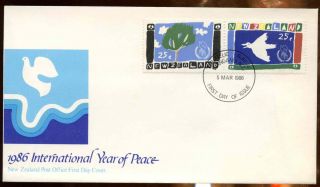 Zealand 1986 Int.  Year Of Peace Fdc First Day Cover C12777