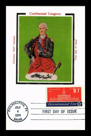 Us Postal Card Independence Hall Continental Congress Fdc Colorano Silk Cachet
