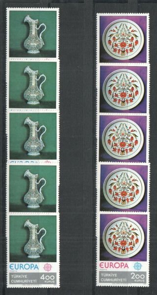 R1202 1976 Turkey Europa Cept Art Handicrafts Pottery Plates Pitchers 5set Mnh