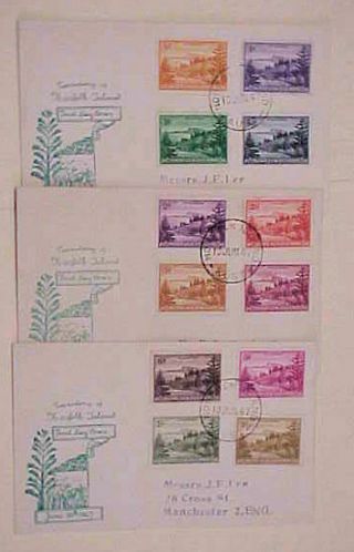 Norfolk Island 10 June 1947 Set Of 12 On 3 Fdc To England