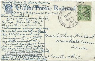 Rpo Railroad Post Office 1937 Denver & Fort Worth Colorado Texas