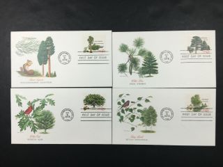 Us Fdc 1978 Fleetwood Cachet Trees Of Hot Springs National Park Set Of 4 Covers