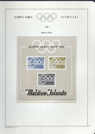 Olympic Games 1964 Tokyo Japan Set Mnh Maldive Islands Souvenir Sheet Imperf