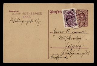 Dr Who 1920 German Austria Graz Postal Card Uprated Stationery C123247