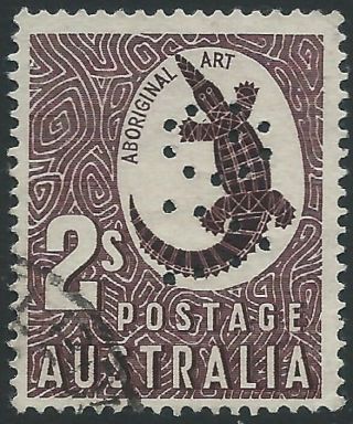 Australia Aboriginal Art " Crocodile " 1956 Sc 302 Mi 261 Unh Vf @ Perfin