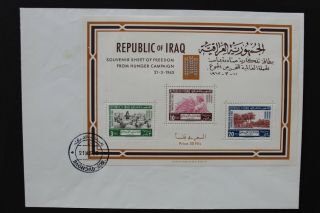 Da880 Iraq 1963 Fdc Freedom From Hunger Miniature Sheet