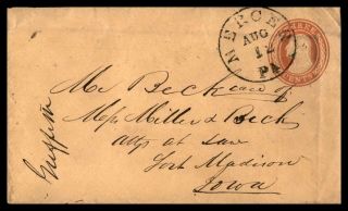 Mayfairstamps Us 1860s Mercer Stationery To Fort Madison Iowa Cover Wwb18177