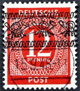 German - 1948 Currency Reform 12pf Ribbon Overprint - Sga73 - Cv £90