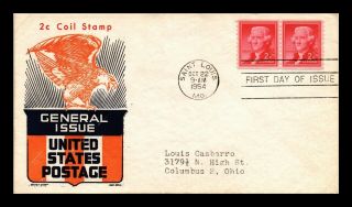 Dr Jim Stamps Us 2c Thomas Jefferson Coil First Day Cover Ken Boll Pair