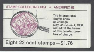 Us Booklet Scott 2198 - 2201 Ameripex 86 Chicago 22 Cent Eight Stamps Mnh
