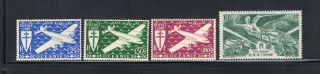 Lot 4 Old 1942/46 French Polynesia 8fr - 100fr Air Mail Stamps Scott C7 - C10