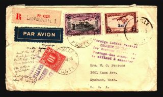 Belgian Congo 1937 Cover To Usa W/ Us Dues - Z18278