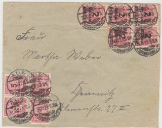 Germany 1923 (31.  10. ) Inflat.  Cover Aue Mi 312 (5),  317 (18) =100 Mio,  Rate 1.  11.