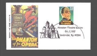 Us Fdc 1 Oct 1997 Cachet Lon Chaney As Phantom Of Opera Bristol Ct Fancy Cancel
