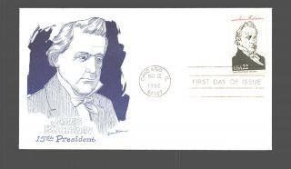 Us Fdc 22 May 1986 Cachet James Buchanan Chicago Il 22c James Buchanan Stamp