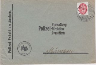 Germany - 1928 15 Pf Red Official Stamp On Aachen Police Department Cover - Munich