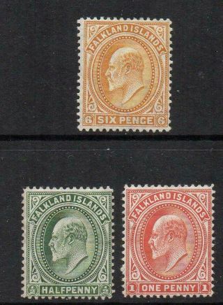 Falkland Islands 1904 - 12 Group Of 3 M. ,  Gum Collectable Quality