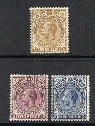Falkland Islands 1921 - 8 Group Of 3 M. ,  Gum Collectable Quality
