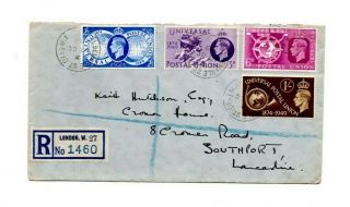 Gb - Kg6 1949 Upu Set On Registered Letter Posted First Day Of Issue - See Scans