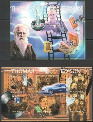 T632 2012 Mozambique Science Great Inventor Thomas Edison Kb,  Bl Mnh