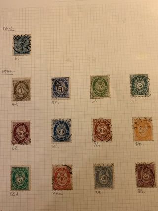 Old Album Page Of Early Stamps From Norway (n Wh Alb)