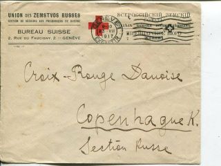 Switzerland Cover From Red Cross Geneva To Red Cross Copenhagen 1917