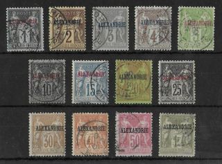 Alexandria French Offices 1899 - 1900 Set Of 13 Stamps Cv €120