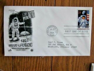Space Apollo 11 Moon Landing Neil Armstrong 25th Anniv 1994 Pcs Cachet Fdc