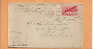 World War Ii Military Cover Apo 461 Us Army 1945 Censored