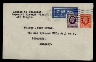 Dr Who 1935 Gb First Flight Imperial Airways London To Budapest Hungary E69298