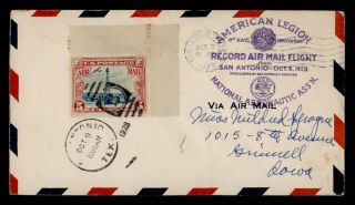 Dr Who 1928 San Antonio Tx American Legion Record Air Mail Flight C119741