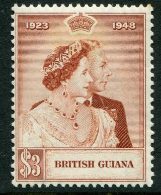 British Guiana 1948 Silver Wedding $3 Sg 323 Hinged (cat.  £22 As U/m)