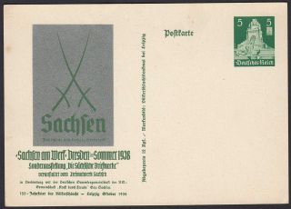 Germany - Third Reich 1938 Postal Stationery Saxonia Peoples Battle Monument