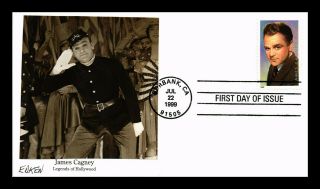 Dr Jim Stamps Us James Cagney Hollywood Legend Fdc Cover Sticker Cachet