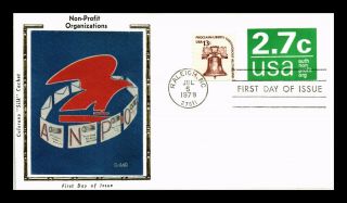 Dr Jim Stamps Us Nonprofit Organizations 2.  7c Fdc Silk Postal Stationery Cover