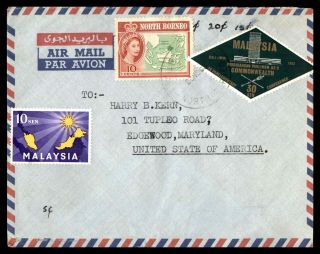 Malaysia North Borneo November 23 1963 Air Mail To Edgewood Md Usa