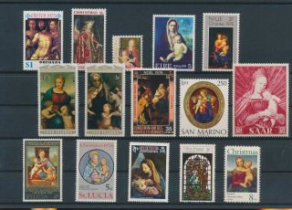 Lk76520 World Religious Art Madonna & Child Paintings Fine Lot Mnh