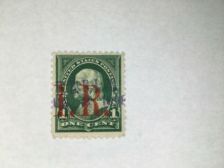 Green U S Revenue Documentary Stamp Scott R154 - 1 Cent Franklin Issue Of 1898