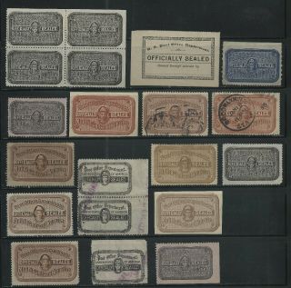 United States Officially Post Office Seals Blocks,  Singles Lot