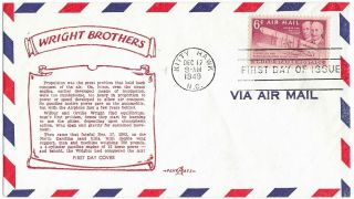 1949 Fdc,  C45,  6c Wright Brothers,  Pent Arts Cachet