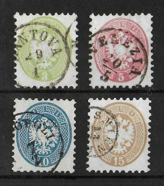 Lombardy Venetia 1864 - 1865 Set Of 4 Stamps Sass 42 - 45 Cv €400