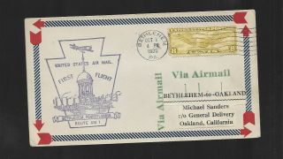 Us C17 First Flight Am 1 Bethlehem Pa To Oakland Ca Oct 1,  1935
