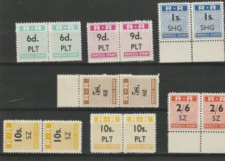 Rhodesia Railway Parcel Stamps In Pairs.  Unmounted
